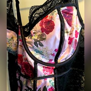 Floral & Lace Detail Sexy Bodysuit